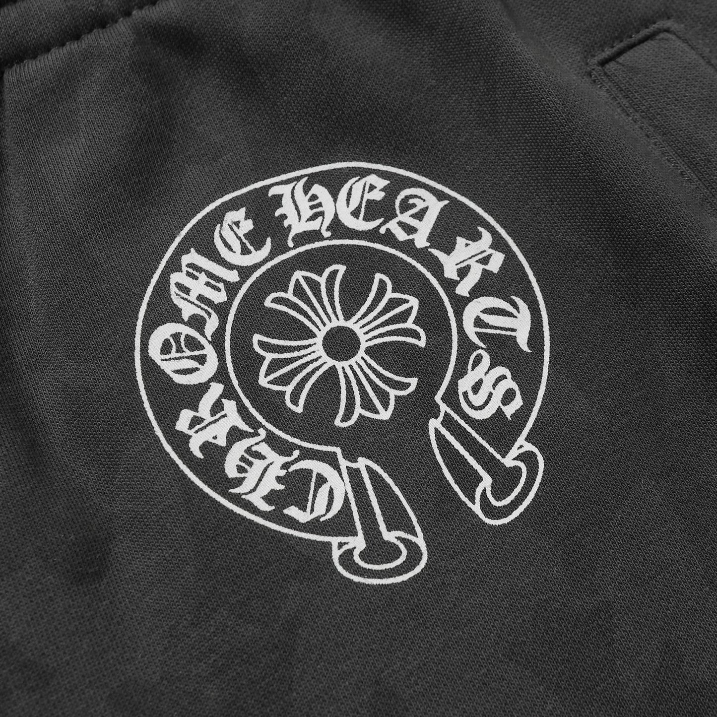 Chrome Hearts Men Designer Wide Leg Jeans Vintage Black with Quilted Texture and Distressed Hem 1115