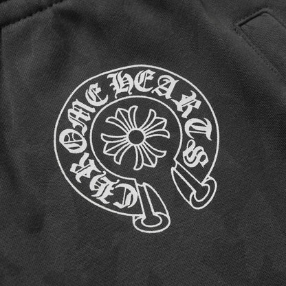 Chrome Hearts Men Designer Wide Leg Jeans Vintage Black with Quilted Texture and Distressed Hem 1115