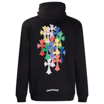 Chrome Hearts Multi-Cross & Horseshoe Logo Graphic Hoodies (Black/White)