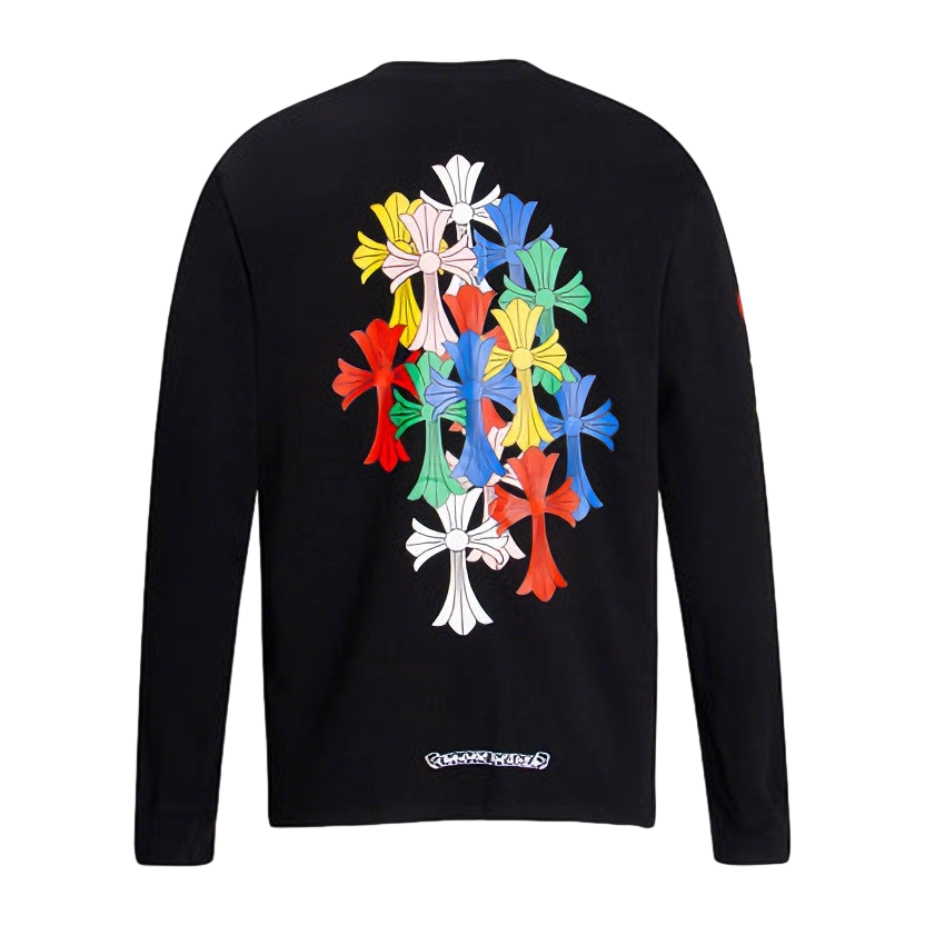 Chrome Hearts Gothic Cross & Graphic Print Long-Sleeve Crewneck Sweatshirts (Black/White)