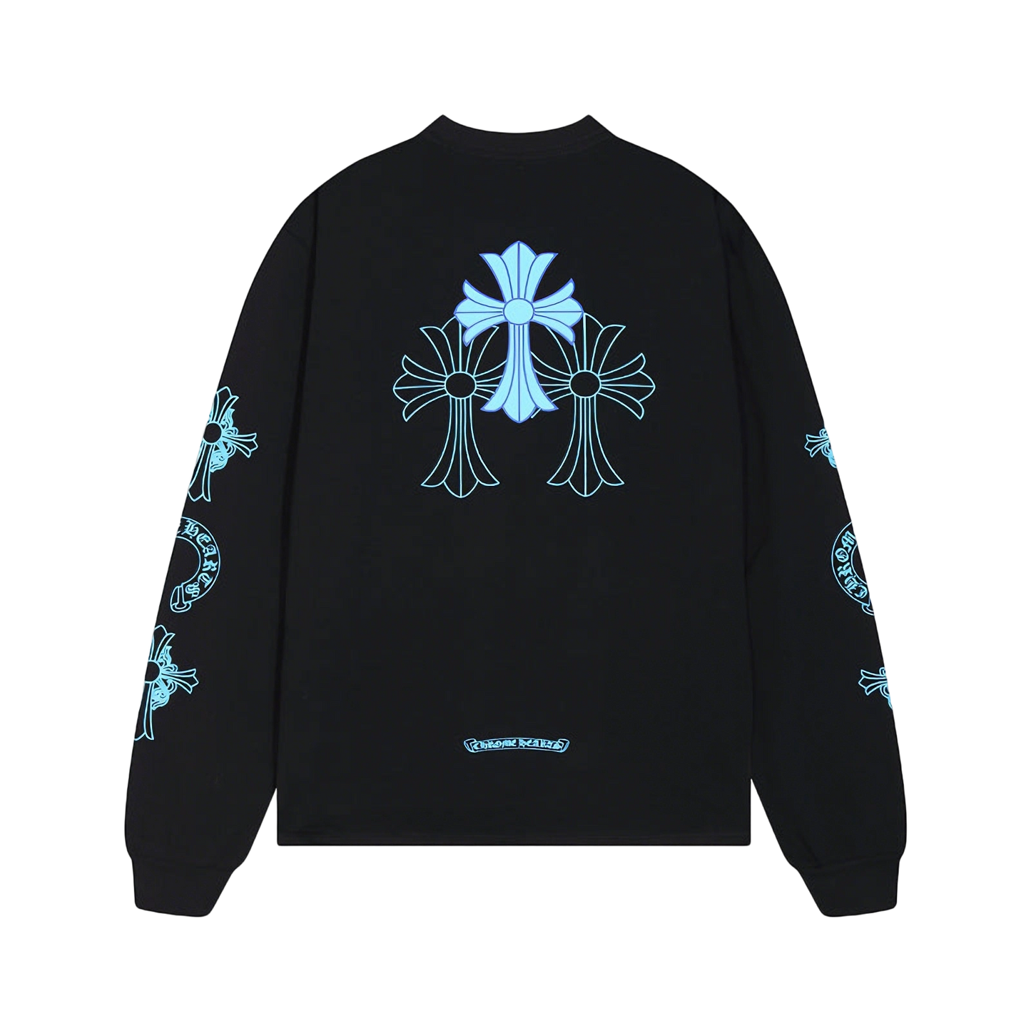 Chrome Hearts Gothic Cross & Graphic Print Long-Sleeve Crewneck Sweatshirts (Black/White)