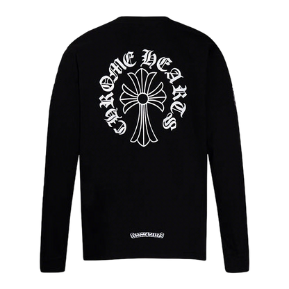 Chrome Hearts Gothic Cross & Graphic Print Long-Sleeve Crewneck Sweatshirts (Black/White)