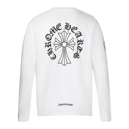 Chrome Hearts Gothic Cross & Graphic Print Long-Sleeve Crewneck Sweatshirts (Black/White)