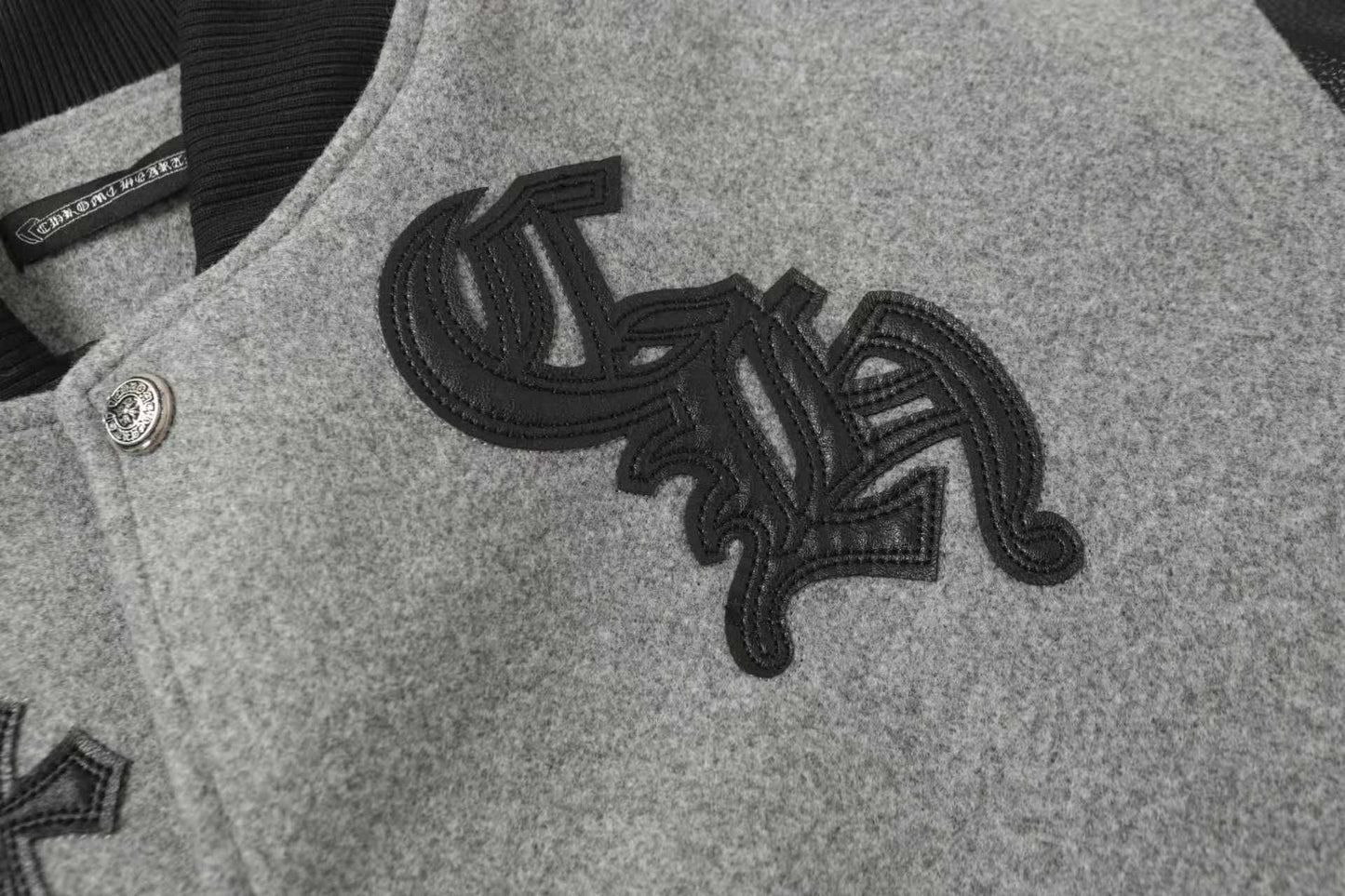 Chrome Hearts Multi Cross Varsity Jacket - Grey Black Street Jacket 2215