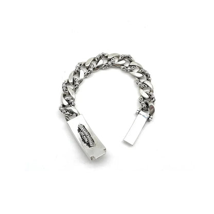 Chrome Hearts Silver Cross Link Cuban Bracelet