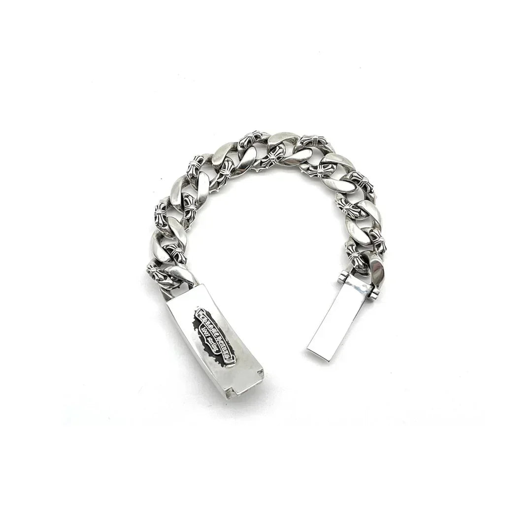 Chrome Hearts Silver Cross Link Cuban Bracelet