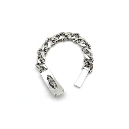 Chrome Hearts Silver Cross Link Cuban Bracelet